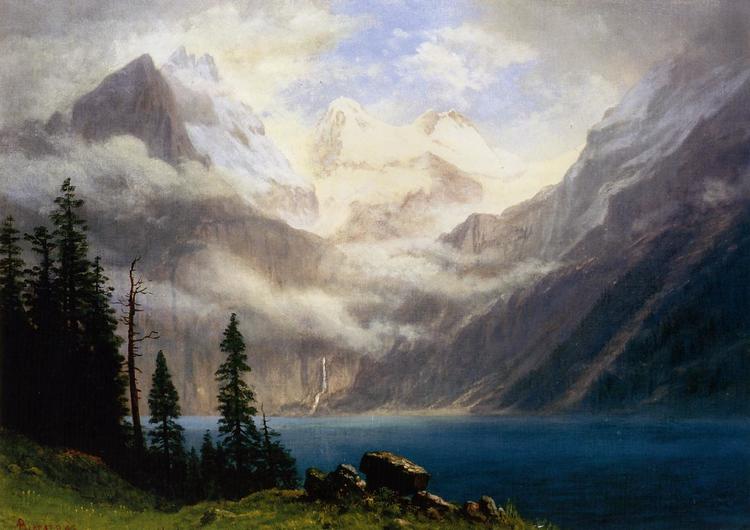 Albert Bierstadt Oil Painting Mountain Scene 1879 - Click Image to Close